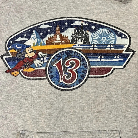 Disney Parks Grey Graphic Mickey Mouse Hoodie Size Small - Picture 3 of 10